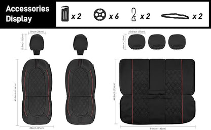 CAROMOP Luxury PU Leather Car Seat Covers Front Set - Anti-Stain Waterproof Automotive Seat Covers for Cars - Universal Car Interior Covers Seat Protectors for SUVs Pick-up Trucks(Black/Red Line)