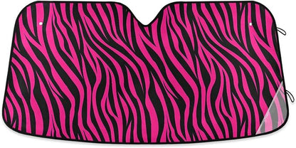 Zebra Hot Pink Black Windshield Sun Shade for Car Auto SUV Truck Foldable Front Window Sunshade Sun Visor Protector Block UV Rays Reflect Heat, 55" x 28"