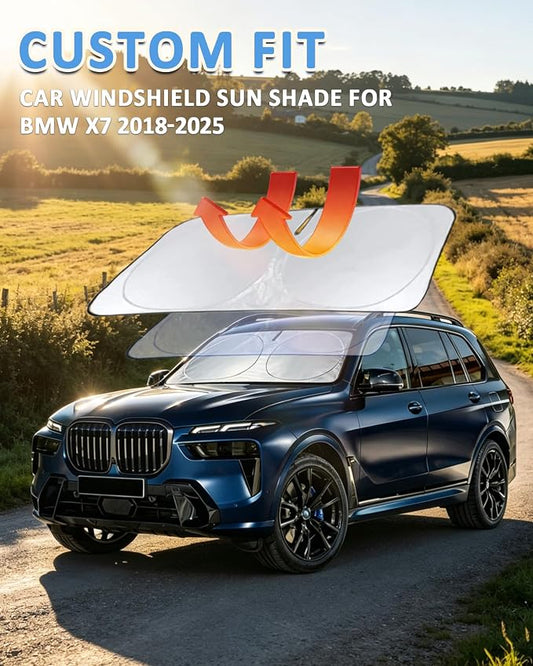 Sunshade for X7 Windshield Sun Shade Custom Fit for 2018-2025 2026 BMW X7 Accessories Foldable Front Window Shield Cover Sun Visor Protector Automotive Interior Protector Block UV Rays