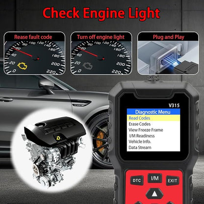 V315 OBD2 Diagnostic Diagnostic Tool Tool, Code Reader, Engine Light Diagnostic Tool, Battery Voltage Tester, for OBD2 Cars & Trucks Since 1996
