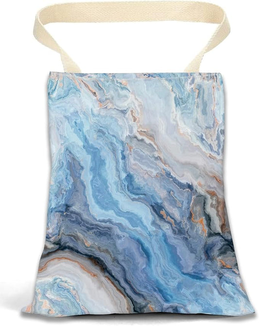 Car Garbage Can, Car Trash Bag, Hanging Car Trash Can Bag for Vehicle, Travelling, Camping, Cute Car Back Seat Organizer, Luxury Blue Marble