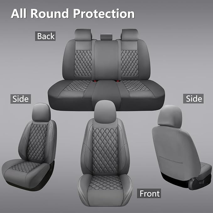 F150 Seat Covers, Custom Ford F150 Truck Seat Cover Fit for 2015-2025 F150 and 2017-2025 F250 F350 F450 Super Duty Crew Cab XL XLT Lariat King Ranch Platinum (Grey, Front and Rear(5 Seats))