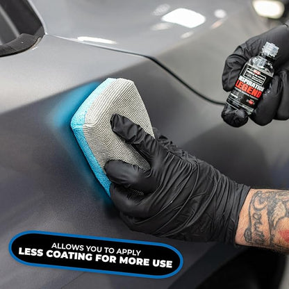 The Rag Company - Ultra No Soak Coating Applicator - Ultra Blue and Ice Grey - 6 Pack - 3 Inch by 5 Inch Applicator Sponge