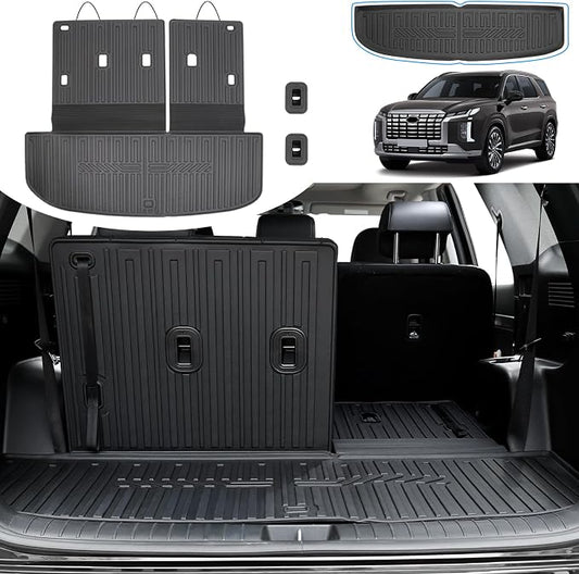 Cargo Mat for 2020-2025 Hyundai Palisade, All Weather TPE Rear Cargo Liner with Seat Back Cover for Hyundai Palisade Accessories (Include Lower Trunk Mat)