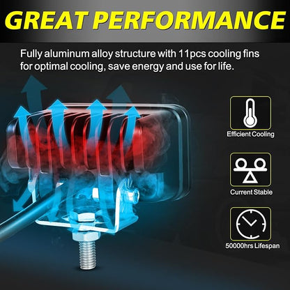 Amber LED Pods, AKD Part 3 Inch CREE LED Amber Fog Lights Pods 40W Spot Flood Combo Off Road Driving Lights Small Chase Lights Ditch Lights Headlight for Dirt Bike Motorcycle Truck UTV ATV SUV Surron