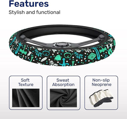 GENANY Dragon Board Game Steering Wheel Cover, Non Slip Polyester Car Wheel Protector for Car SUV Truck, Universal 15 Inch