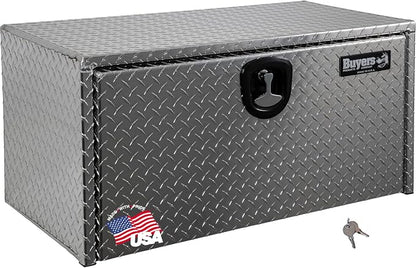 Buyers Products 1705118 Diamond Tread Aluminum Underbody Truck Tool Box, 20 x 20 x 36, Made in USA, .100 in. Thick, Corrosion Resistant, Locking Compression Latch, Secure Storage for Work Trucks