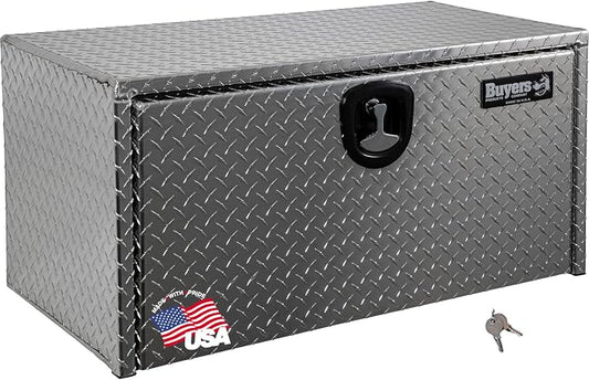 Buyers Products 1705118 Diamond Tread Aluminum Underbody Truck Tool Box, 20 x 20 x 36, Made in USA, .100 in. Thick, Corrosion Resistant, Locking Compression Latch, Secure Storage for Work Trucks