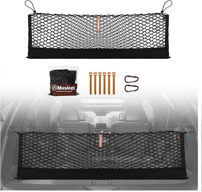 Muslogy Truck Bed Cargo Net Trunk Netting Compatible with Honda Pilot 2023-2026 | 2026+ Passport Accessories, Pickup Cargo Organizer SUV Sedan Storage Net w/Heavy Duty Carabiners