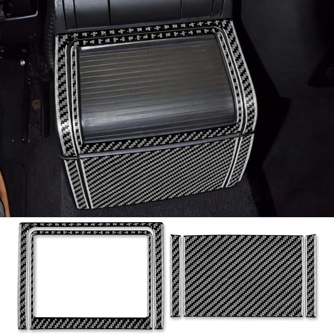 AIRSPEED for BMW E46 1998-2006 Front Armrest Rear Panel Cover – Center Console Carbon Fiber Interior Trim, Black