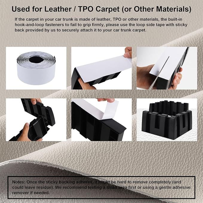 Set of 4 Car Trunk Organizer Set, Cargo Blocks for Back of SUV Multipurpose Trunk Divider Available to Wool or Leather Carpet, Car Storage Organizer Blocks for Car Truck SUV Van