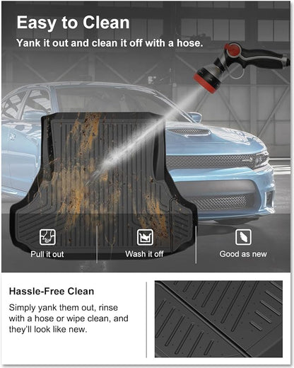KIWI MASTER Cargo Mat for 2011-2023 Dodge Charger/Chrysler 300, Custom Fit All Weather Rear Cargo Liner, Heavy Duty TPE Tray Trunk Mat, Black