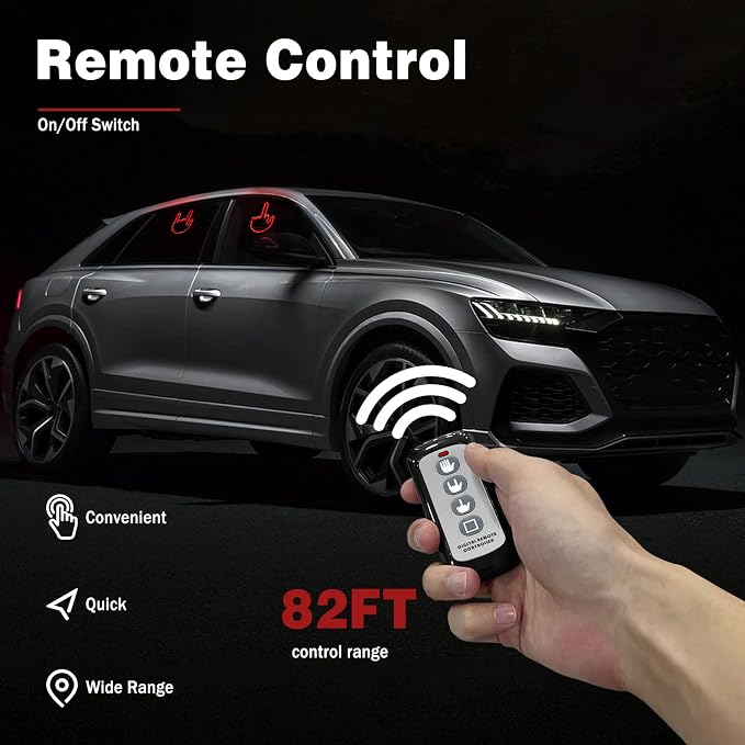 DIBMS Car Gesture Decorative Lights, Ambient Lighting, Rechargeable LED Gesture Lights for Car Road Rage LED Signs Calm Road Rage, Remote Control Triple Mode Fun Finger Lights (Red)