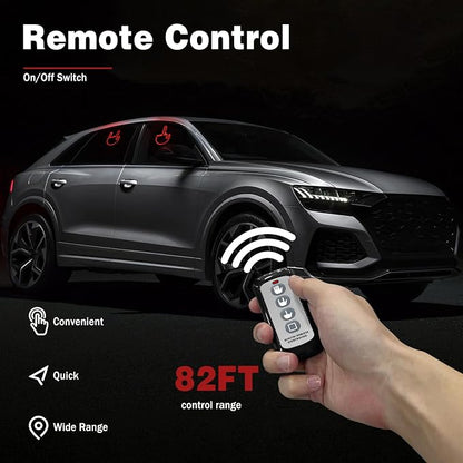 DIBMS Car Gesture Decorative Lights, Ambient Lighting, Rechargeable LED Gesture Lights for Car Road Rage LED Signs Calm Road Rage, Remote Control Triple Mode Fun Finger Lights (Red)
