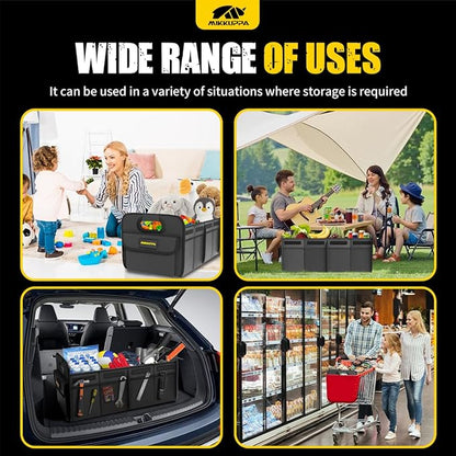 MIKKUPPA Car Trunk Organizer - 70L Collapsible Trunk Organizer for Groceries, Car Storage Organizers for SUV Auto Truck Van with Non Slip Bottom (Black)