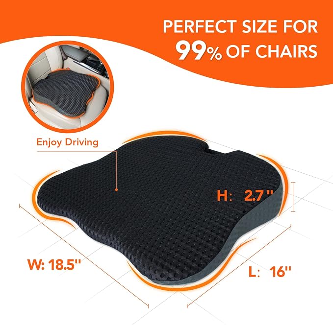 Lofty Aim Car Seat Cushion, Comfort Memory Foam Car Cushions for Driving (Gray)