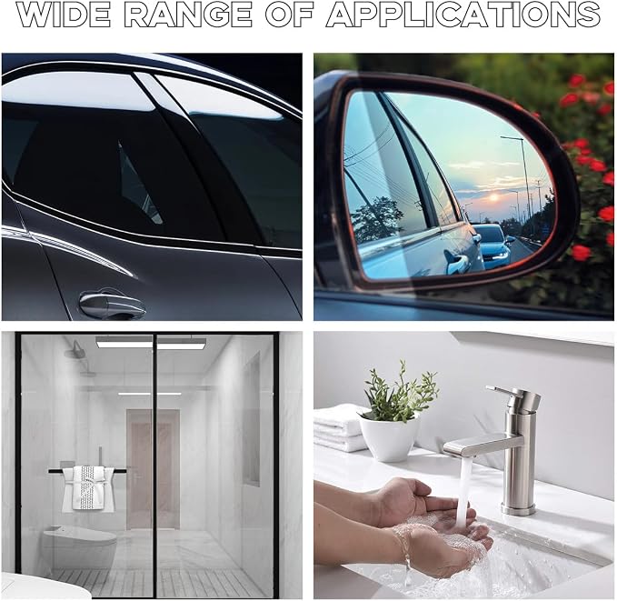 Ohleats 2PCS Small Silicone Window Squeegee, Auto Windshield Water Blade Scraper, All-Purpose Water Squeegee Wiper for Mirror Home Cleaning, Car Accessories (Black+Blue)