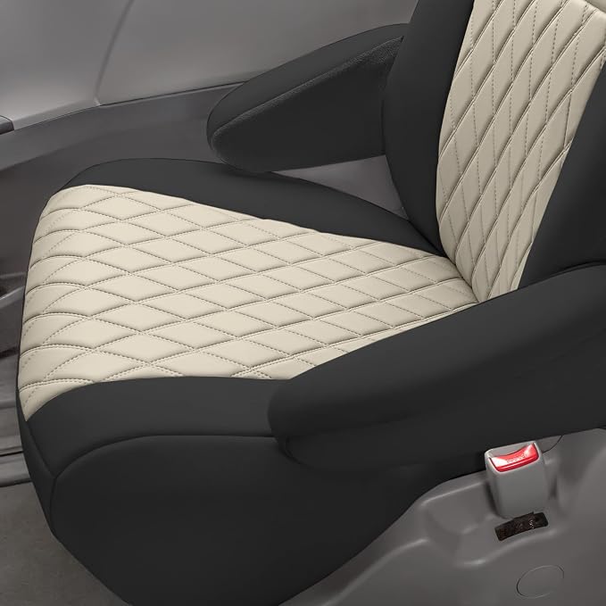 FH Group Custom Fit Car Seat Covers Specifically Made for 2011-2020 Toyota Sienna 7 Seater with Ultraflex Neoprene Water Resistant Automotive Seat Covers - Full Set Beige