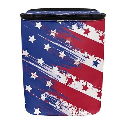 Talayituse American Flag Star Print Car Trash Can with Lid, 4th of July Leak Proof Auto Trash Bag Hanging Vehicle Garbage Can Multipurpose Storage Container for Back Seat Road Trip