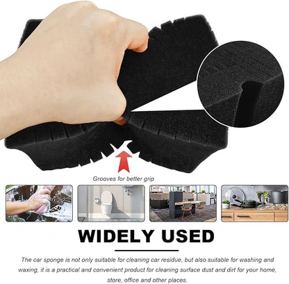 Car Wash Sponge, Large Scratch-Free Cross Cut Sponge for Soap and Rinseless Washing, Durable Ultra Soft Foam Grid Extra Absorbent Car Cleaning Sponge Pad, Car Accessories (Black)