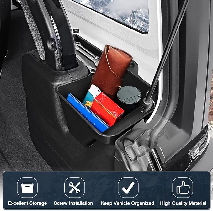 Rear Cargo Side Trunk Storage Box Tray Fit for Jeep Wrangler JL 2018-2023 Trunk Storage Tray Organizers Cargo Organizer Black 2PCS (NOT FIT 4XE)