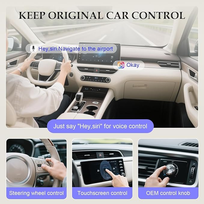 Wireless CarPlay Adapter for Android Auto, Converts Factory Wired CarPlay to Wireless, Plug and Play Car Play, Auto Connect Dongle for Android Auto Wireless Adapter for Cars from 2016