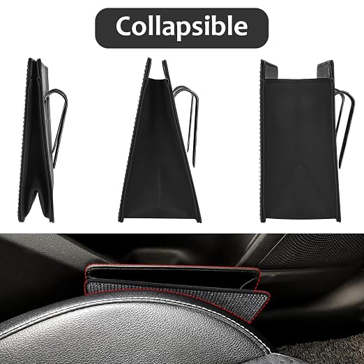 Accmor Bling Car Trash Can, Foldable Vehicle Trash Bin Dustbin Garbage Organizer Storage, Sparkling Crystal Rhinestone Trash Bags Holder Container with 30pcs Garbage Bag Car Accessories for Auto, SUV