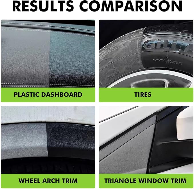 Plastic Restorer,Black Trim Restorer-UV Protection & Dirt,Add Shine and Protect Exterior Trim with Durability,Plastic Restorer for Cars Black Exterior & Interior Care for Detailing,10.15 FL OZ
