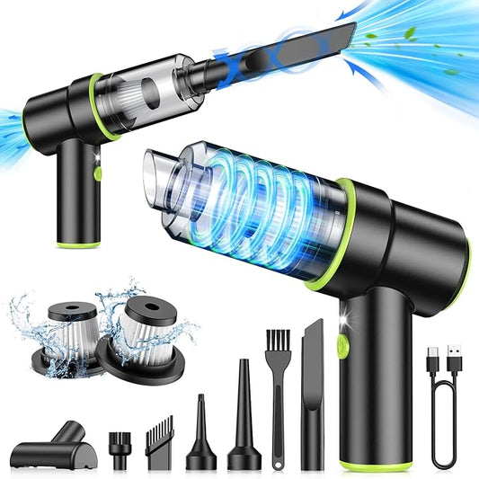 CODN Handheld Car Vacuum Portable Cordless, 12000PA Handheld Air Duster with Multi-Nozzles and LED Light, Mini Hand Held Vacuum Rechargeable for Home, Car, Office, Pet Hair