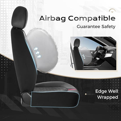 Coverado Car Seat Covers, Seat Covers for Cars, Front Car Seat Covers Protector Waterproof, Leather Car Seat Cushion Universal Fit for Most Cars (Black-Red)