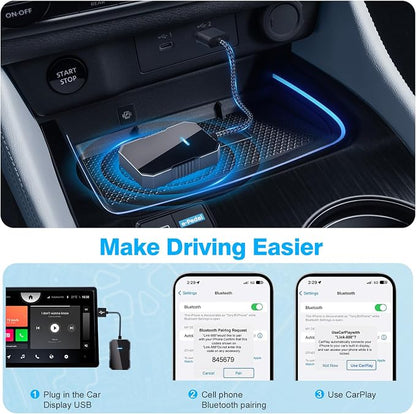 Wireless carplay Adapter for iPhone 2025, Wired CarPlay to Wireless, Mini Car Play Dongle for Phone,Instant Connectivity, Fit for Cars with Built-in CarPlay