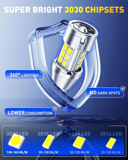 AUXITO 912 921 LED Reverse Light Bulbs, 800% Ultra Bright T15 W16W 906 904 LED Backup Lights with 3030-Chipsets, CANBUS Ready Plug and Play with Cooling Fan for Back Up Reverse Tail Light, Pack of 2