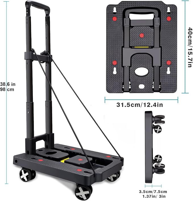 Car Seat Dolly for Airport - CarSeat Roller Cart Wheels for Airplane - Car Seat Travel Cart Carrier with Straps Foldable Luggage Trolley Folding Hand Truck (Yellow)
