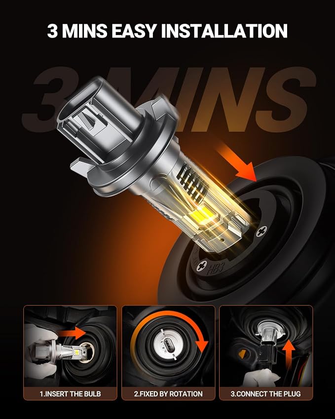 SEALIGHT H13/9008 LED Light Bulb, 900% 46000LM Brighter than Origin, 1:1 Real Size 9008 Light, 6500K Cool White with Cooling Fan, 800000Hrs Long Lifespan, Pack of 2