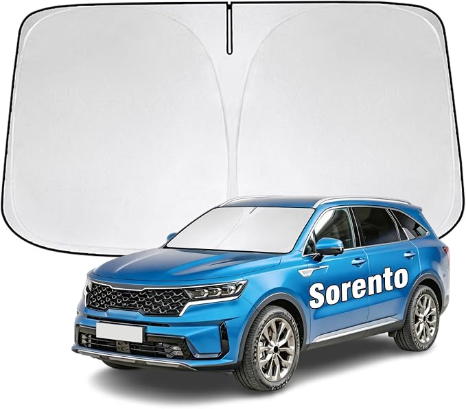 Windshield Sun Shade for Kia Sorento 2016-2026 Sunshade 300T Windshield Cover Shield Protector Blocks UV Rays Custom Fit Sorento Front Window Shades Windshield Accessories Keep Cool Foldable