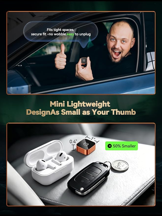 2026 Wireless CarPlay & Android Auto Adapter, 2-in-1 Mini Adapter for iPhone & Android, for USB-A/USB-C, Plug & Play, Fast Reconnect, Low Latency, Works with Most Cars with Wired CarPlay/Android Auto