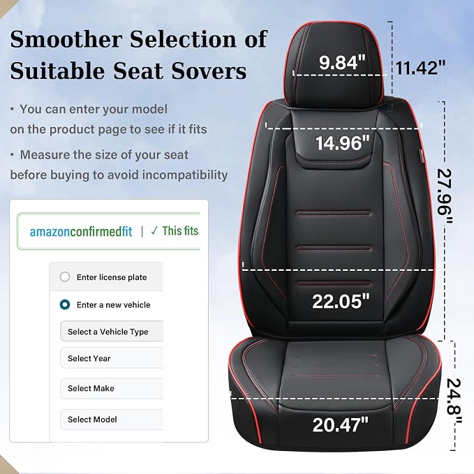 Coverado Car Seat Covers, Front Covers for Cars, Car Seat Cover Front Seats, Car Seat Protector Waterproof, Leather Cushion, Universal Interior Covers Seat Protectors for Most Cars