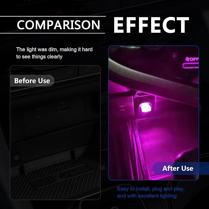 7 Pieces Car Ambient Lighting Kit USB LED Atmosphere Lamp with 7 Color Options Rechargeable Multicolor Interior Night Light for Car Truck Van SUV and Laptop Decor