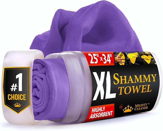 Premium XL Shammy Towel for Car - 34”x25” - Super Absorbent Chamois Cloth - Spots & Scratch-Free - Reusable Car Drying Towel