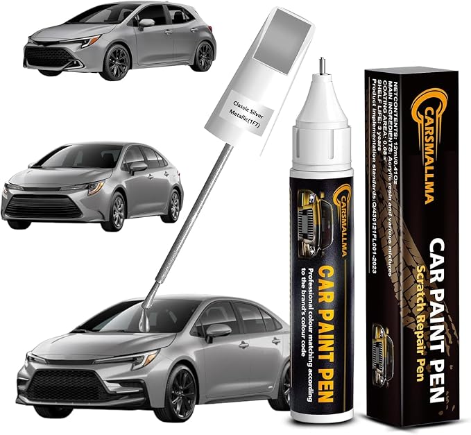 Car Touch Up Paint(1F7 Classic Silver Metallic) for Toyota, Color Accurate Car Scratch Repair Remover Pen,Automotive Paint Quick & Easy to fix vehicle Chips and Nicks Scuff