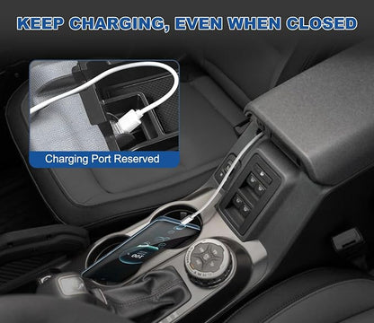 GZSH 2025 Upgrade Double-Layer Center Console Organizer fit for 2025 2026 Ford Bronco 4 Door Full Size |Not for Sport Model| Not for 2 Door Not for manual transmission