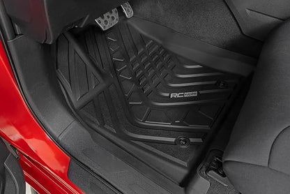 Rough Country Flex-Fit Front Floor Mats for Toyota Tundra (2022–2025) Crew Cab - Custom All-Weather Non-Slip TPE Liners w/Spill Saver Lip