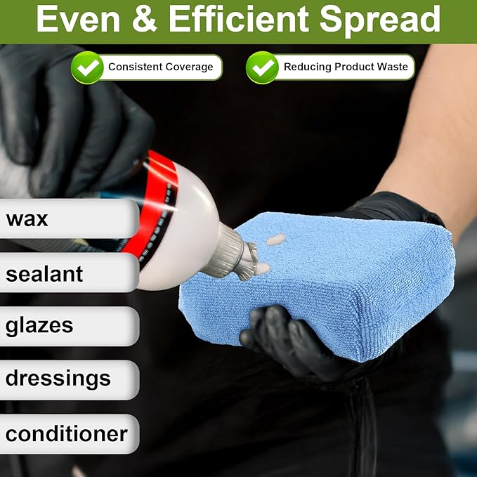 8 PCS Microfiber Applicator Pad, 4.7"x3.1" Scratch-Free Foam Buffing Scrub Pads, Car Wash Sponges for Effortless Detail Polishing, Waxing, Tire Shining, Interior Cleaning, Scrubbing (Blue)