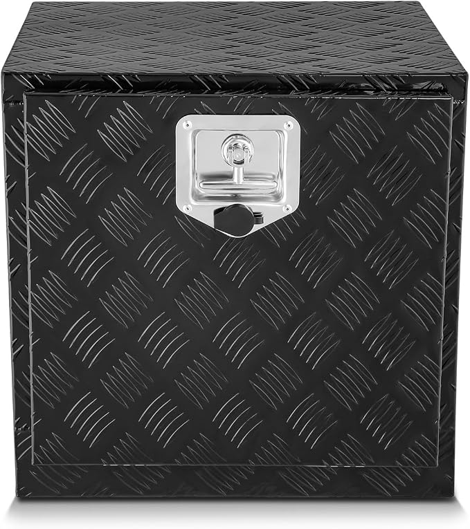 DNA MOTORING Lockable Tool Box for Truck Bed, Aluminum Storage Organizer w/Lock & Keys, 18" L X 18" D X 17.7" H Silver, TBOX-T5-013-BK