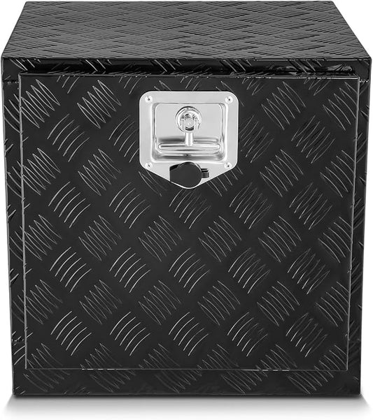 DNA MOTORING Lockable Tool Box for Truck Bed, Aluminum Storage Organizer w/Lock & Keys, 18" L X 18" D X 17.7" H Silver, TBOX-T5-013-BK