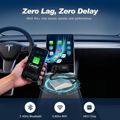Wireless CarPlay Adapter for Apple iPhone & Android Auto, Wired to Wireless CarPlay, Converter for Android 11+ and iOS 10+, Instant Auto-Connect, No Latency