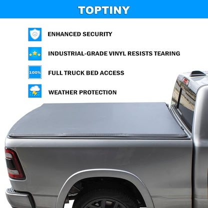Toptiny Soft Folding Truck Bed Tonneau Cover |TSTF013|Fits 2004-2014 Ford F-150 5.5' Bed (66")