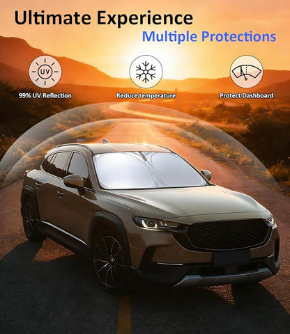 Windshield Sun Shade for 2023-2026 Mazda CX-50 Accessories, Car Front Window Sun Visor & Heat Shield | 240T Sunshade Protection Blocks UV Rays Keep Your Car Cooler