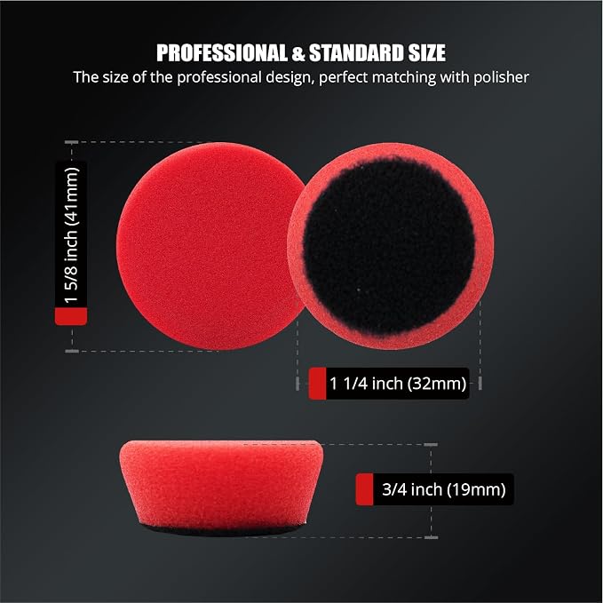 SPTA Red T10 Mini Ultra-Fine Finishing Foam Polishing Pads, 5Pcs 1.3inch/32mm Sponge Polishing Buffing Pads, Car Foam Detail Polishing Pad Kit for Car Detail Polishing, Small Area Polishing -FPTSS1R