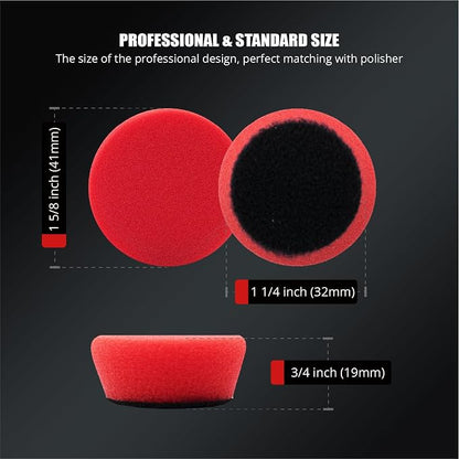 SPTA Red T10 Mini Ultra-Fine Finishing Foam Polishing Pads, 5Pcs 1.3inch/32mm Sponge Polishing Buffing Pads, Car Foam Detail Polishing Pad Kit for Car Detail Polishing, Small Area Polishing -FPTSS1R